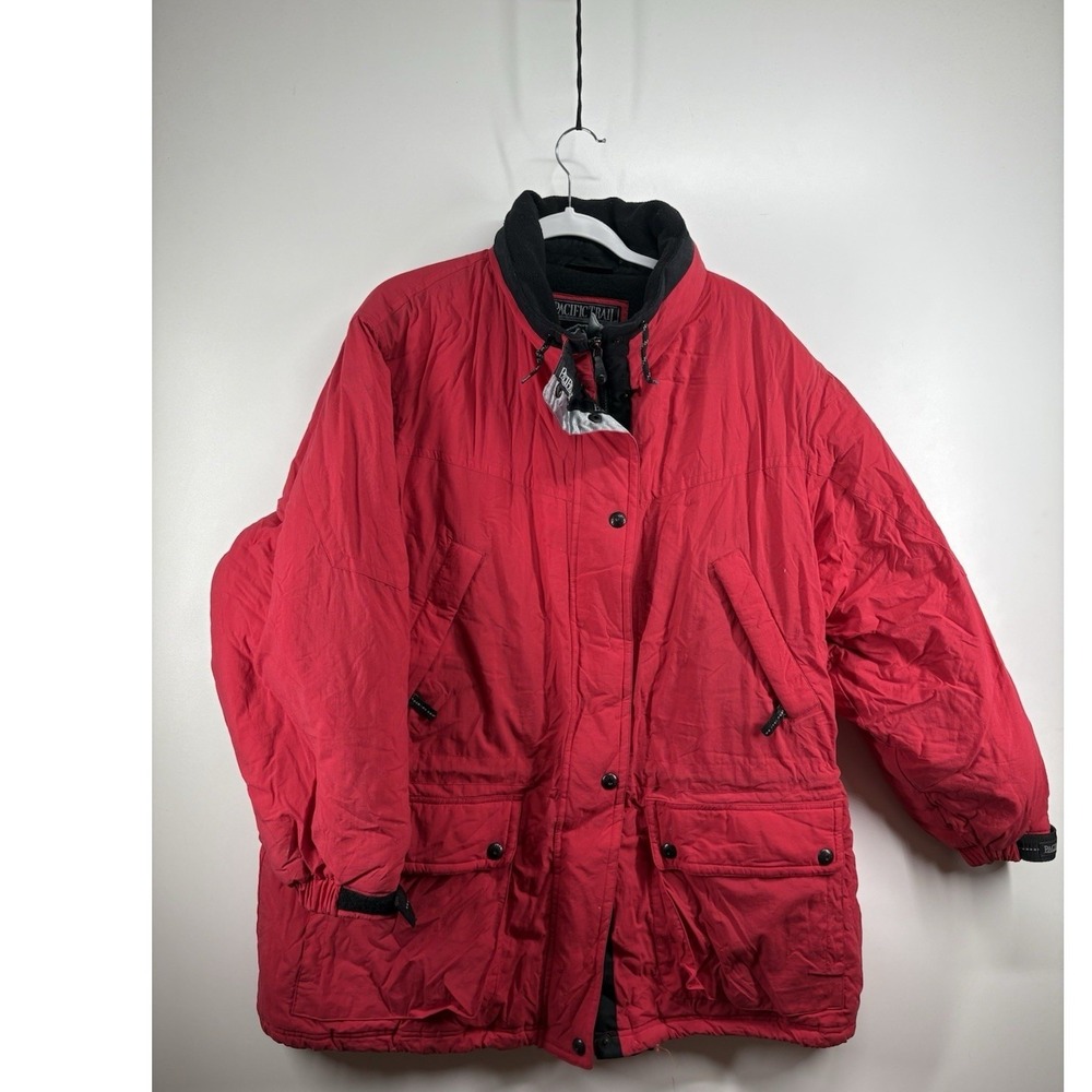 Pacific Trail Red Vintage Winter Parka Jacket Fleece Collar Men Women 1X 0371481
